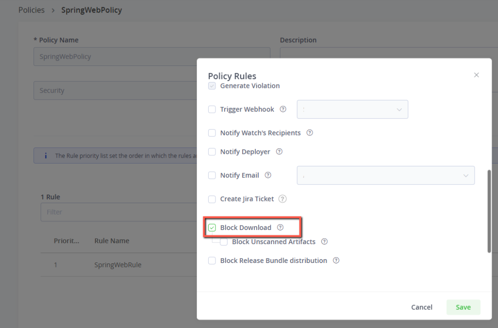Xray Block download” flag set