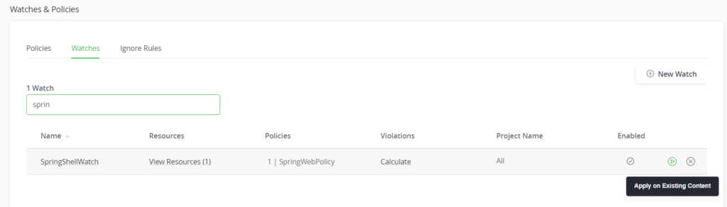 Xray watch to trigger violations on spring-web