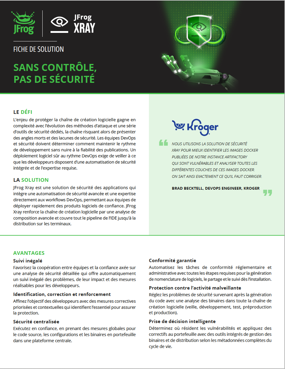 Outil d'Analyse de la Composition des Logiciels - JFrog Xray