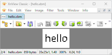 3_hello Xbm image shown in XnView