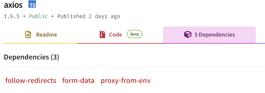 Information about the package on the npm website