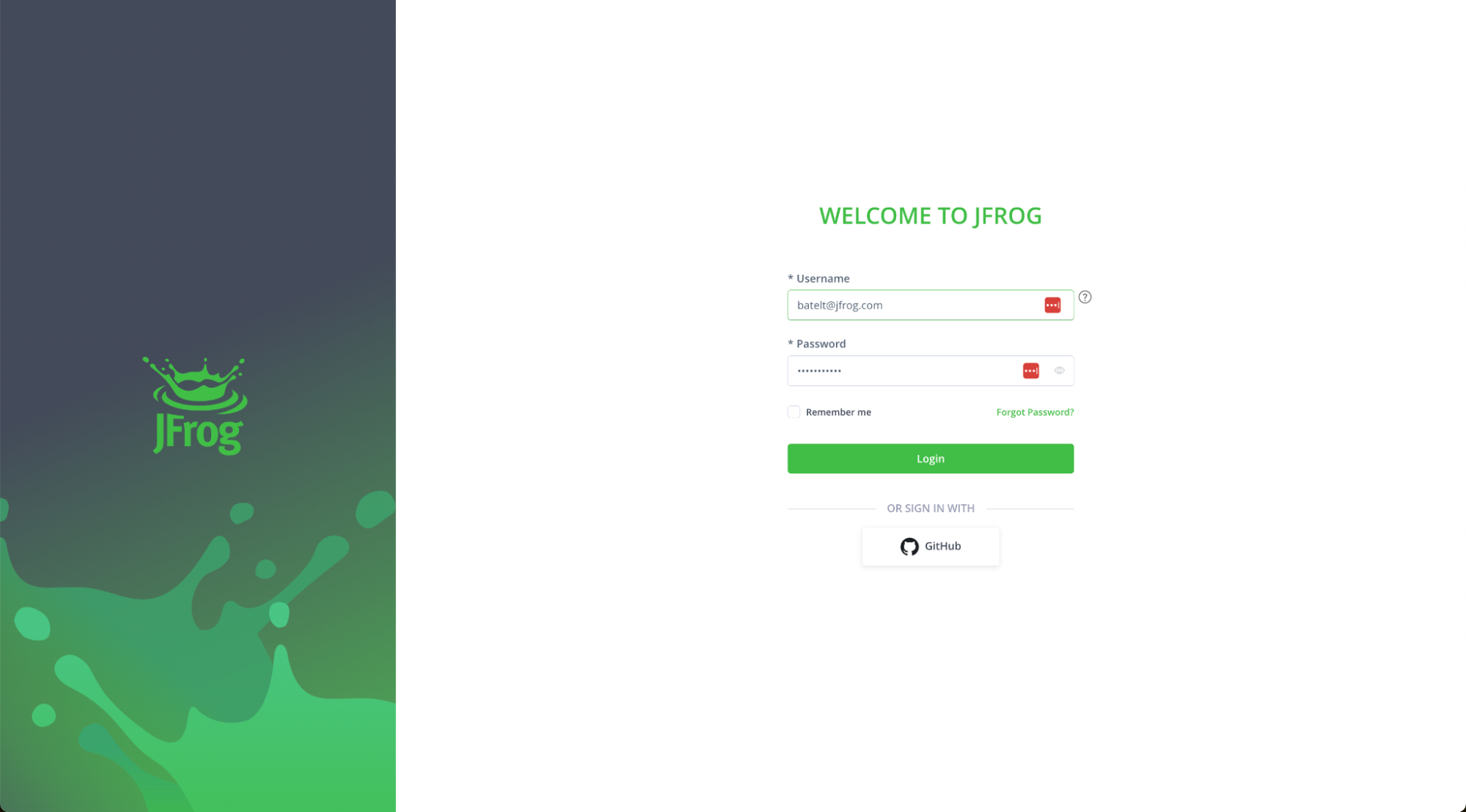 GitHub OAuth Login to the JFrog Platform