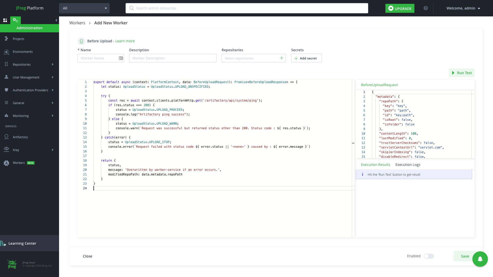 Workers Service in the JFrog Platform