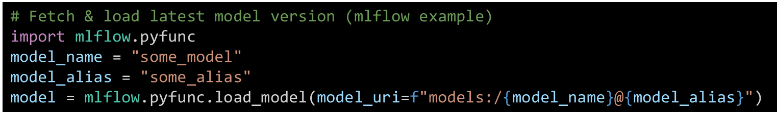 Figure 34. Code for downloading & loading a remote model from MLFlow