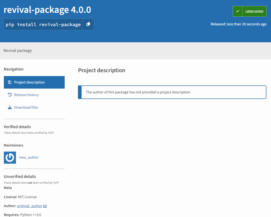 “Hijacked” package for testing Revival Hijack