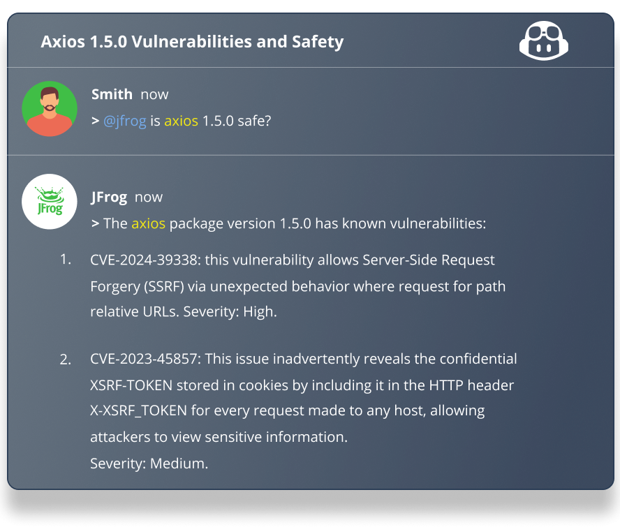JFrog-GitHub Integration - Copilot Screenshot1