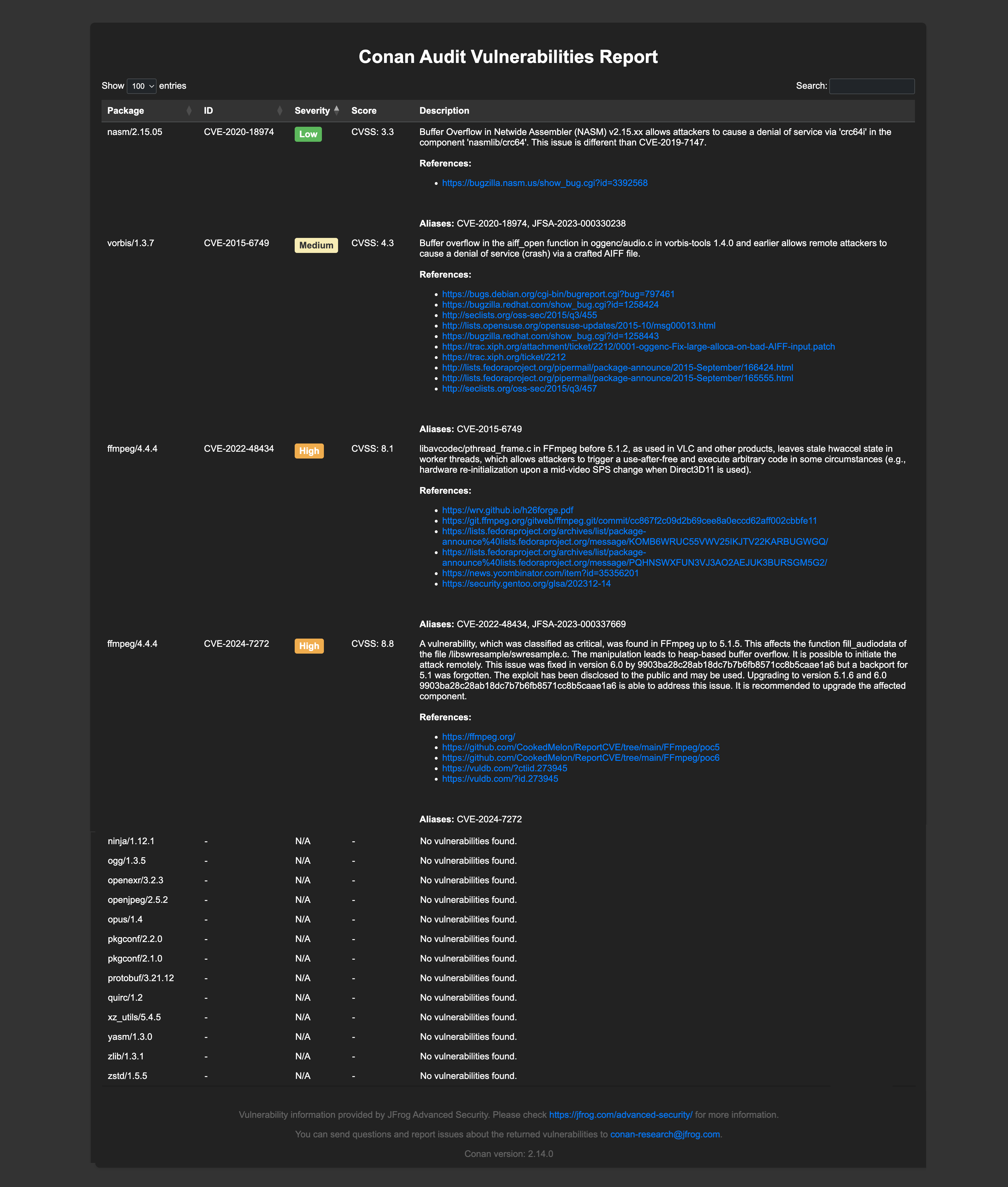 Conan Audit Vulnerability Report2