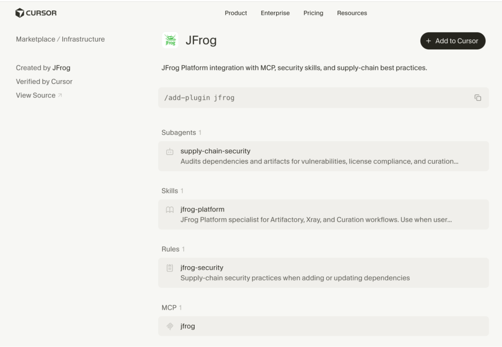 JFrog Plugin for Cursor